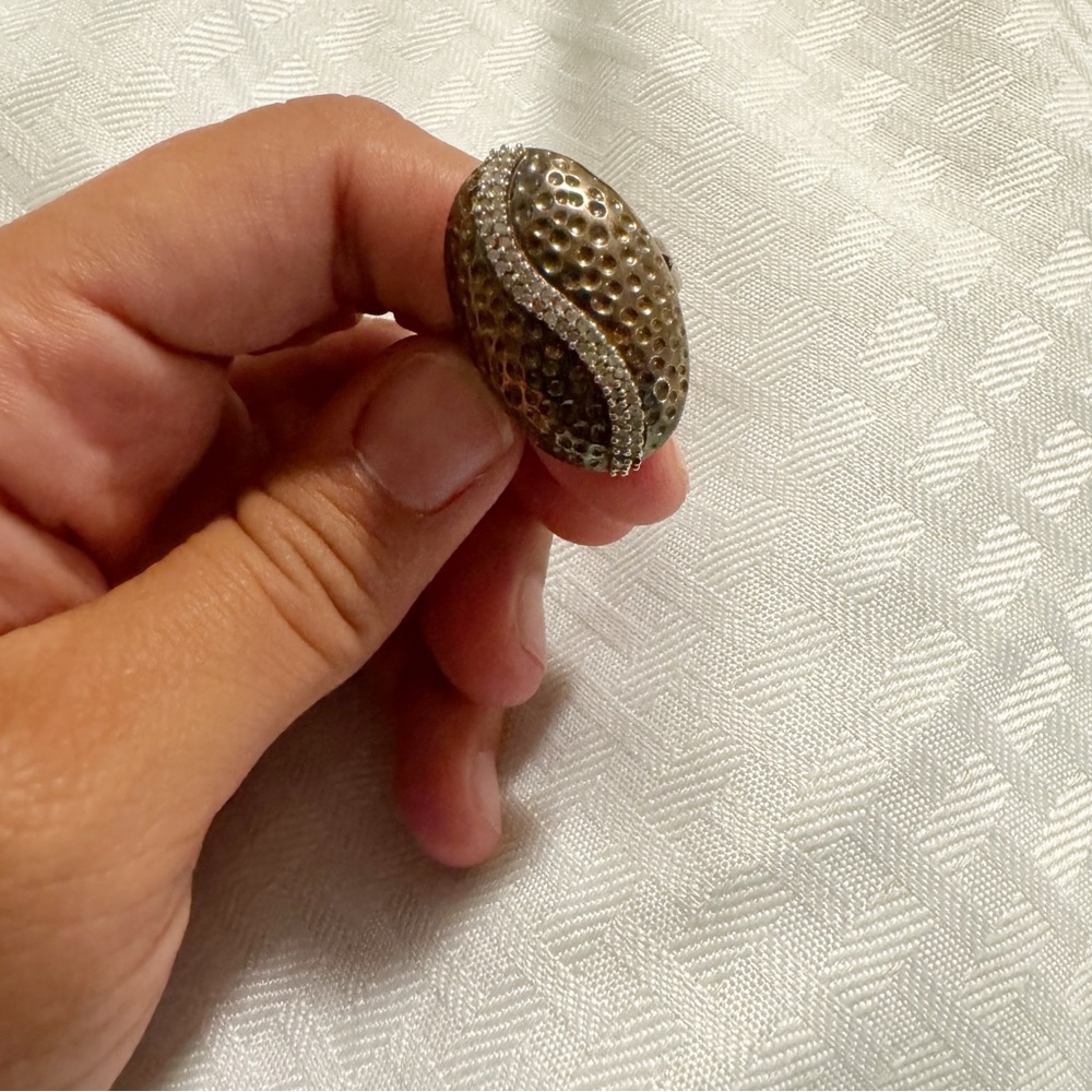 Vintage oval egg shaped accent ring with gem details size 7 925 silver